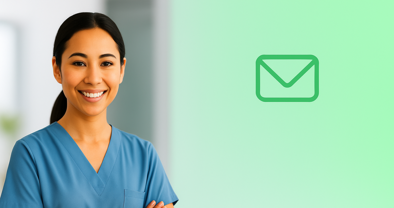 Healthcare contact page banner showing Find Medic Recruitment branding with support and communication theme.